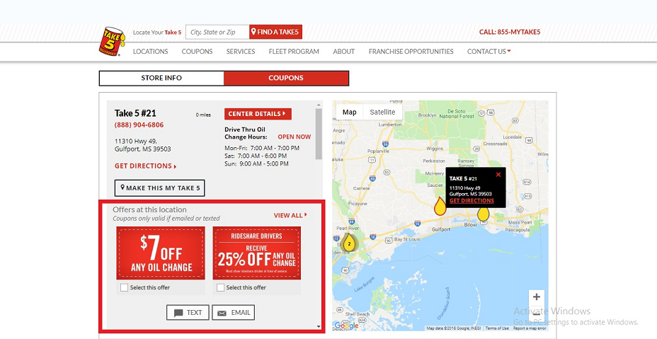 Take 5 Oil Change Coupons