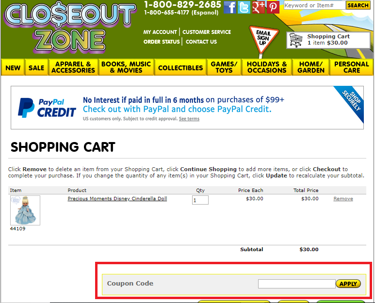 Closeout Zone Coupons